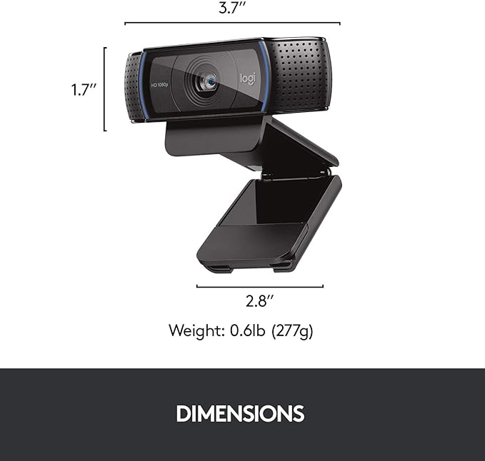 Logitech HD Pro Webcam C920, Widescreen Video Calling and Recording, 1080p Camera, Desktop or Laptop Webcam