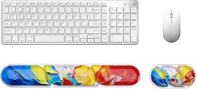 Keyboard and Mouse Wrist Rest, Silicone Gel Ergonomic Mouse Pad with Wrist Rest Set, Gaming Mousepad Arm Cushion Support for Computer Office Desk Accessories (Clear Gel Colorful - 2)