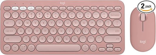 Logitech Pebble 2 Combo, Wireless Keyboard and Mouse, Quiet and Portable, Customizable, Logi Bolt, Bluetooth, Easy-Switch for Windows, macOS, iPadOS, Chrome - Tonal Rose