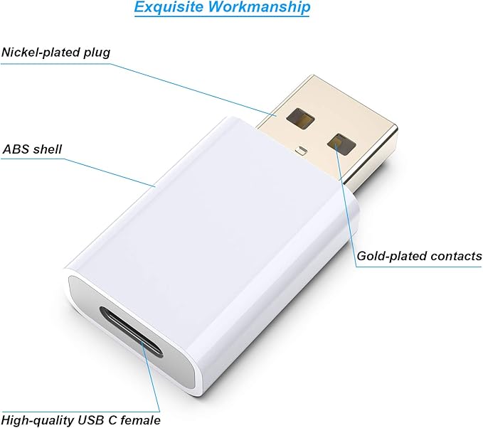USB C Female to USB A Male Adapter Compatible with Apple MagSafe Charger,USB Type C to A Charger Cable Converter for iPhone 16 15 14 13 Mini Pro Max Watch 10 9 8 7 SE,for Samsung Galaxy,CarPlay