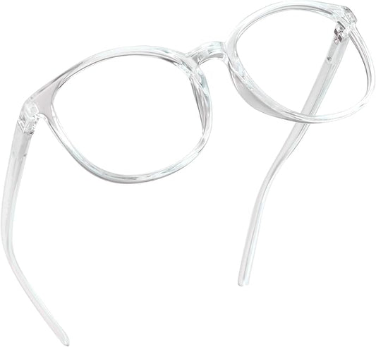 LifeArt Round Blue Light Blocking Glasses, Computer Glasses, Gaming Glasses, TV Glasses for Women Men (Clear, 3.75 Magnification)