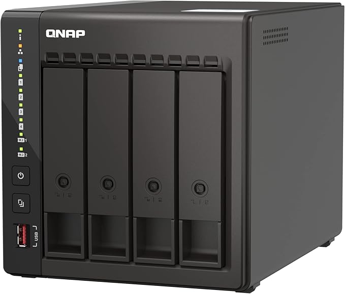 QNAP TS-453E-8G NAS Storage (4-core Intel Celeron J6412 up to 2.6GHz/8GB Built-in (not Expandable)/2X 2.5Gigabit Ethernet Port (2.5G/1G/100M)/4BOWS/Tower/*NO HDD*)