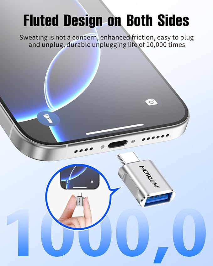 USB C to USB Adapter 10 Pack,USB C Male to USB 3.2 Female OTG Adapter,10Gbps Data Transfer Fast Charging,Aluminum Shell for Phone 17/16/15 Pro Max,Pad Pro,M-acBook Pro/Air,D-ell XPS,Chrome-book Silver
