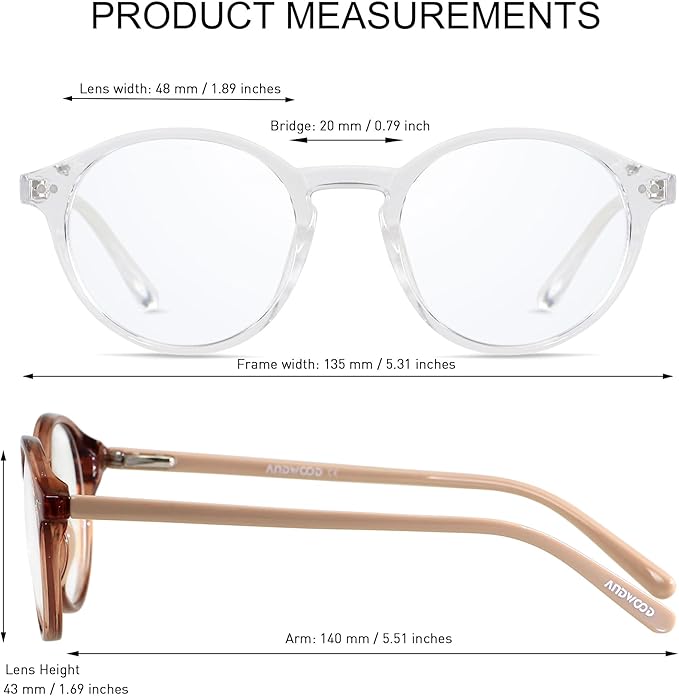 ANDWOOD Blue Light Blocking Glasses Women Men Computer Small Face Clear Bluelight Blocker Eyeglasses Frame
