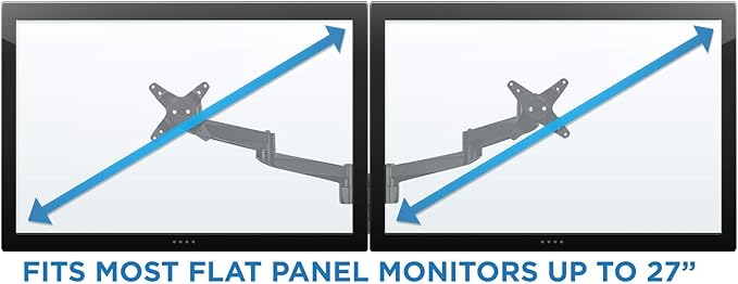 Mount-It! Premium Modular Dual Monitor Wall Mount Arms | Tilt Swivel VESA Wall Mount | Fits 13 15 17 19 21.5 24 27 Inch Computer Screens with 75 100 VESA Patterns | Silver
