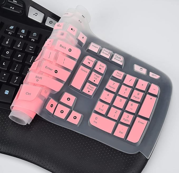 CaseBuy Keyboard Cover for Logitech K350 MK550 MK570 Wireless Wave Keyboard, Ultra Thin Silicone Protector Skin for Logitech K350 MK550 MK570 Keyboard -Ombre Pink