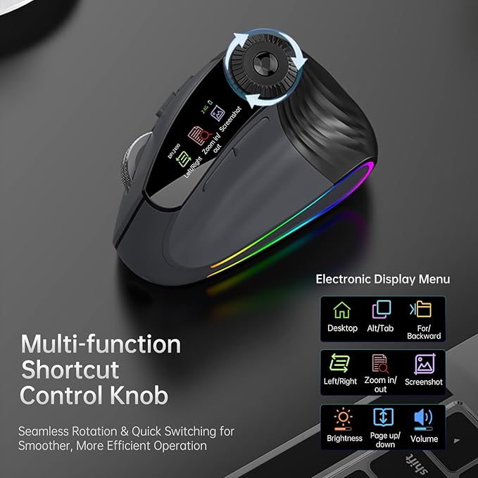 Bluetooth Travel Mouse, 2.4G Rechargeable Mouse with USB Receiver, Wireless Mice Compatibility for Computer, Laptop, Notebook, PC (Black XM7D)