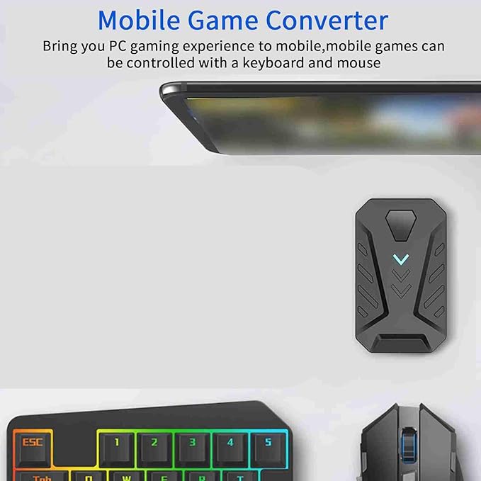 Gaming Keyboard Mouse Converter,USB 2.0 Mobile Gaming Keyboard Mouse Converter Adapter,Bluetooth 4.0,with Adjustable Stand,for Android (Black)