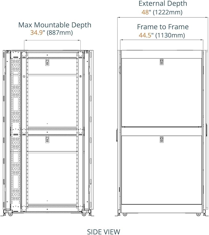 Tecmojo 45U Server Rack Cabinet - PRE-Assembled 24inch Width 48inch Depth IT Network Equipment Cabinet Rack Enclosure with Casters - 3000lbs Weight Capacity(06Black)