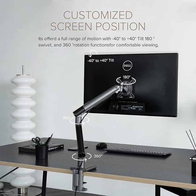 POUT Eyes 12 Dual Aluminum Monitor Arm (Grey/Black/Single)