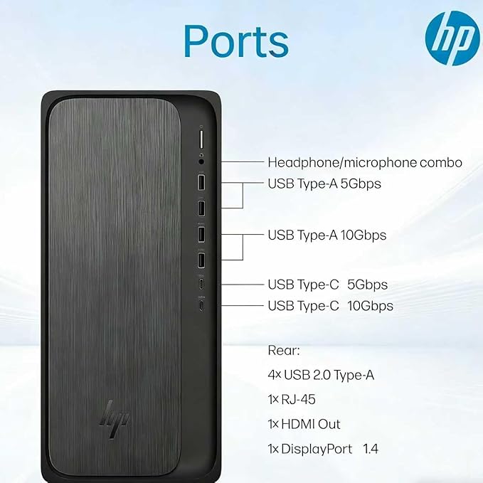 HP OmniDesk Tower Desktop Computer • 8-core AMD Ryzen 7 8700G Processor • 16GB DDR5 • 1.5TB Storage (1TB SSD + 512GB External) • HDMI + DP • Wi-Fi 6 • Wireless Keyboard & Mouse • Windows 11