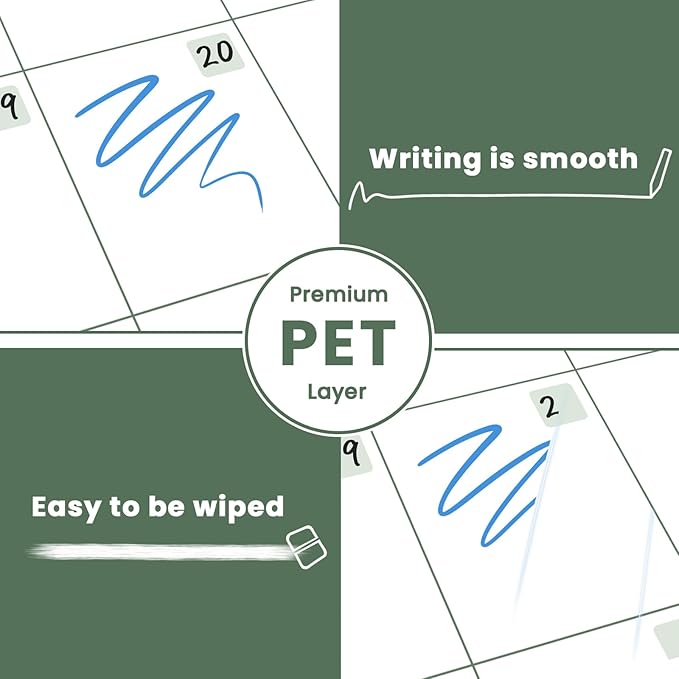 Dry Erase Calendar for Refrigerator, Greenery Magnetic Fridge Calendar Whiteboard - Set of Vertical Monthly Dry Erase Calendar for Fridge & 2 List Board, 4 Markers + Eraser
