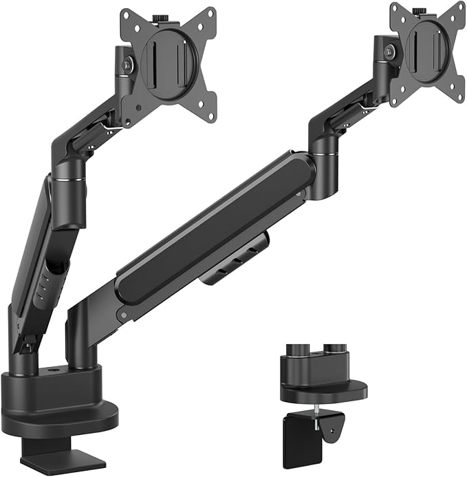 Dual Monitor Mount, Dual Monitor Stand for Two Ultrawide 13"-34" Flat/Curved Computer Screens, Low Profile Double Monitor Arms Hold up to 26.4bs, Easy Setup, VESA Mount 75x75/100x100mm