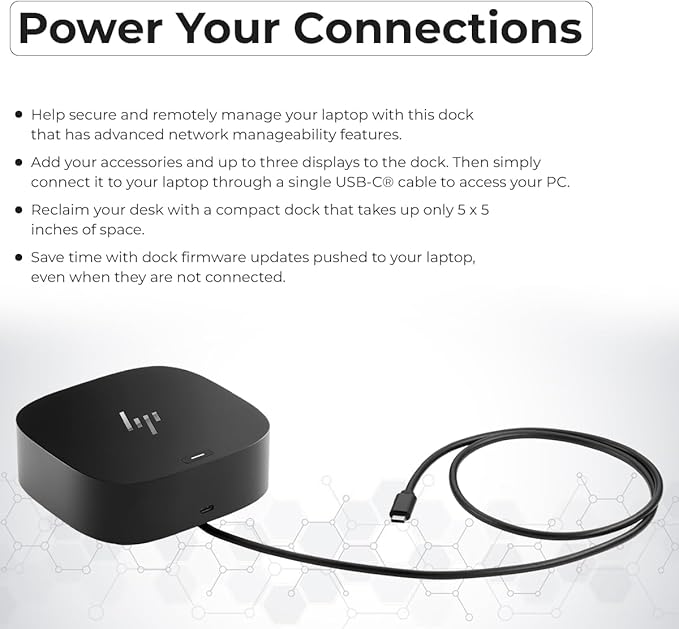 HP Docking Station for Laptop Dual Monitor and Charging Bundle - HP Dock 5TW10AA / 5TW10UT / 5TW10AA#ABB with 120W Adapter + HDMI Cable + DisplayPort Cable + USB-C Cable + Microfiber Cloth (Renewed)
