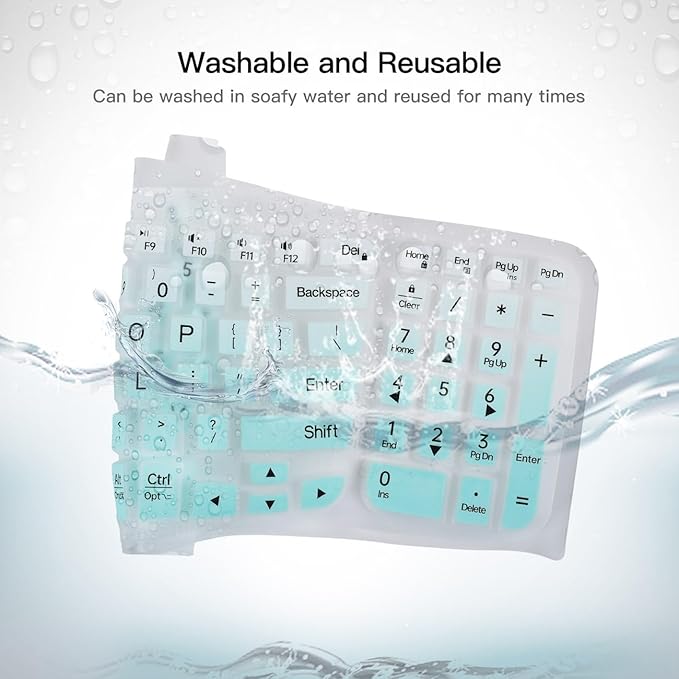Large Print Keyboard Cover Skin for Logitech Wave Keys MK670 Combo Keyboard Skin, Logitech Wave Keys Wireless Ergonomic Keyboards Cover Protector Skins Accessories, Ombre Mint