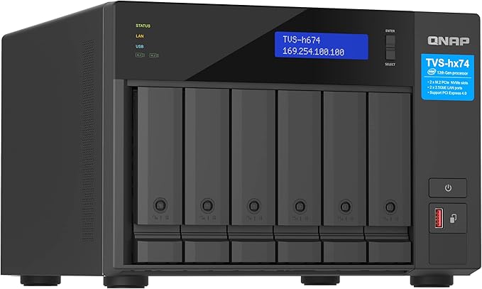 QNAP TVS-h674-i3-16G Intel Core i3 Processor, 16 GB RAM, PCIe Gen 4 expandability NAS for virtualization applications