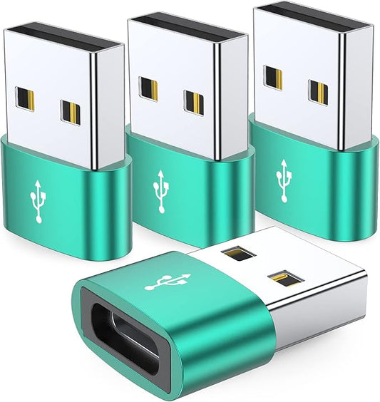 JXMOX USB to USB C Adapter 4-Pack,USB C Female to A Male Charger Type C Converter for Apple Watch Ultra iWatch 7 8,iPhone 16 15 14 13 12 11 Plus Pro Max Mini,iPad Pro,Samsung Galaxy S24 S23 S22+ S21