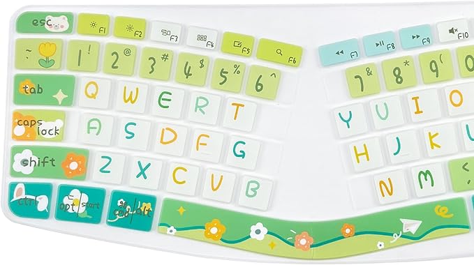 Cute Silicone Keyboard Cover for Logitech Ergo K860 Ergonomic Keyboard, US Layou, Cute Flowers