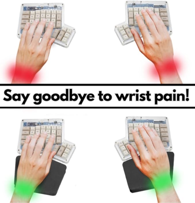GRIFITI Fat Wrist Pad Ergodox 2 Piece Set 6.5" x 4.2" x 0.75" Mirror Wrists Rests Support Accessories for Gaming Computer Keyboard Sets - Hand Rest Ergonomic Keyboards Pads Palm Resting (Black Nylon)