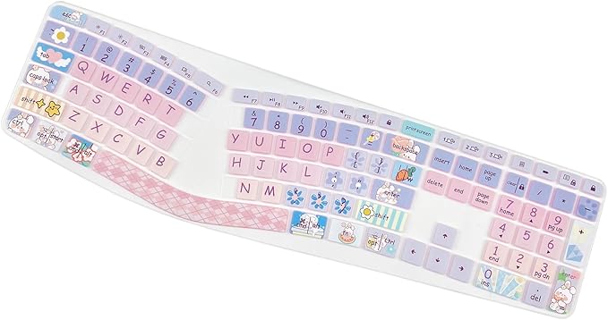 Cute Silicone Keyboard Cover for Logitech Ergo K860 Ergonomic Keyboard, US Layou, Cute Bunny