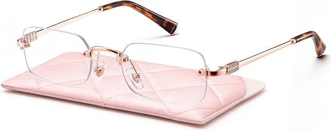 livho Ultra-Light Statement Glasses — Rectangular Metal Blue-Light Frames for Women