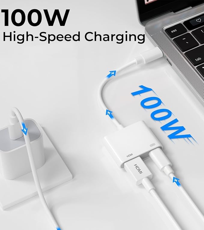 Apple USB-C to HDMI Adapter 4K@60Hz for iPhone 15 16 17 MacBook Pro Air iPad Pro, MFi Certified Type-C Digital AV HDMI 2.0 Cord Compatible with Samsung Galaxy S26/S25, Pixelbook, XPS