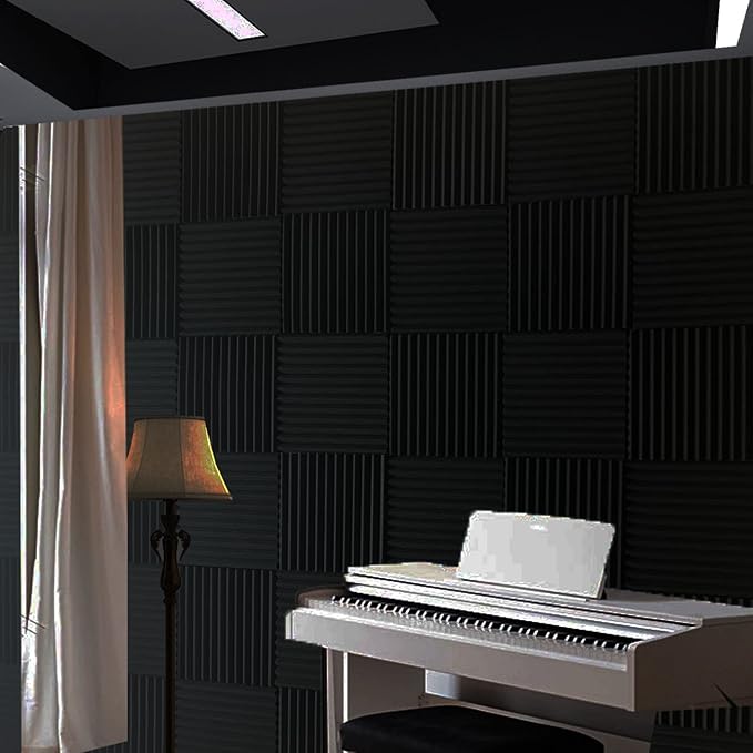 52 Pack 12 "X 12 "X1" Acoustic Panels Studio Soundproofing Foam Wedge Tiles, (52BLACK)