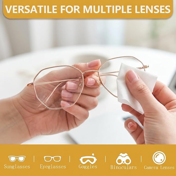 150 Count Eyeglasses Cleaner Wipes - Lens Cleaning Wipes Glasses Cleaner Cloth Individually Wrapped Large Wipes for Eyeglass, Glasses, Lens, Screen Cleaning, Phone, Computer, Camera Use, Travel