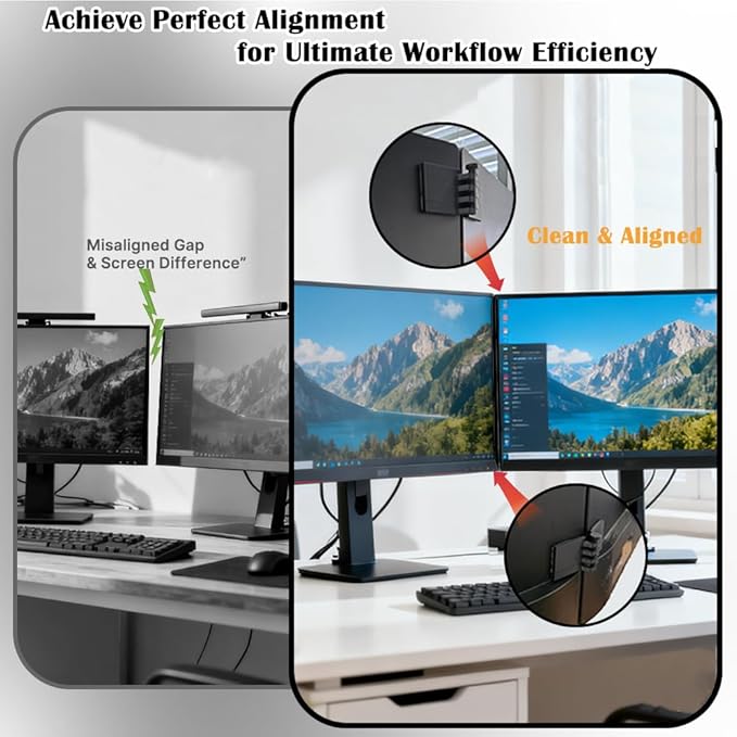 4 Pack Dual Monitor Alignment Tool - Invisible Dual Screen Alignment Connector for VESA Mounts & Monitor Stands| Universal Fit Multi-Monitor Connector for Racing Sims, Multitasking