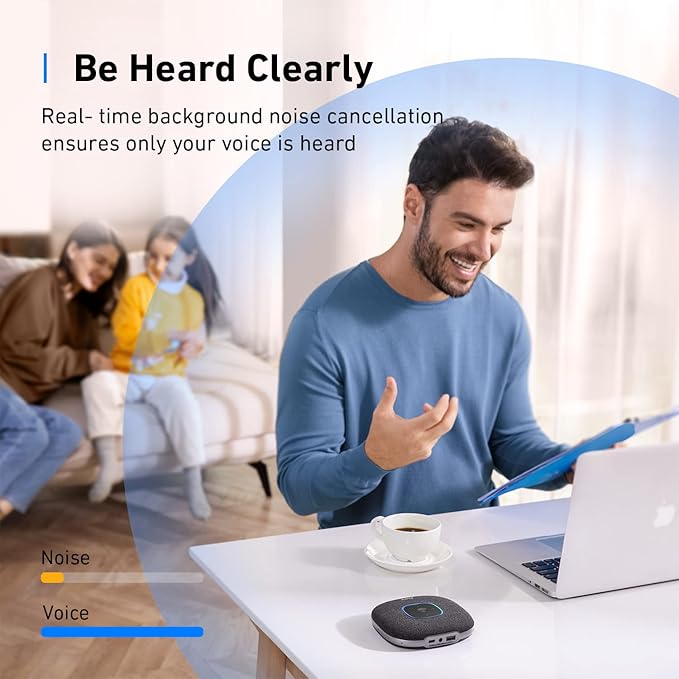 Anker PowerConf S3 Speakerphone with 6 Mics, Enhanced Voice Pickup, 24H Call Time, App Control, Bluetooth 5, USB C, Conference Speaker Compatible with Leading Platforms, Home Office