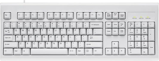 Perixx PERIBOARD-106 US W, Performance wired keyboard - 20 Million Key Press Life - Full Size 17.9"x6.6"x1.7" - White