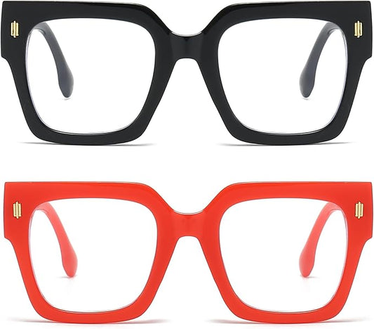 Fashion Oversized Blue Light Blocking Glasses for Women Men Trendy Big Square Frame Computer Eyeglasses