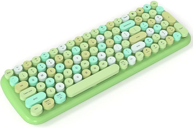 KNOWSQT Bluetooth Keyboard - Green Colorful Multi Device Wireless Typewriter Keyboards - Round Keycaps 100 Keys Cute Keyboard for Windows, Laptop, PC, Tablet, iPad, iPhone, Chrome