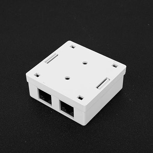 RJ45 8P8C Cat6 Dual Port Network Mount Box Premium ABS Desktop Information Junction Enclosure for Office Home Networking 27x58.5x60mm