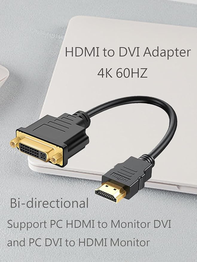 HDMI to DVI Cable, Bi-Directional HDMI Male to DVI-D(24+1) Female Adapter, 4k DVI to HDMI Conveter (10 Pack, DVI-D)