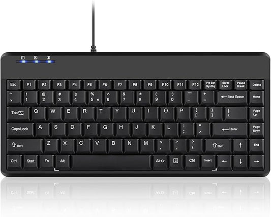 Perixx PERIBOARD-409U Wired USB Mini Keyboard, Black, US English Layout