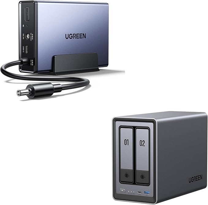UGREENUS3000, 12000mAh Uninterruptible Battery Power Supply Bundle with UGREEN NAS DXP2800 2-Bay Desktop NAS with 76TB Storage Capacity