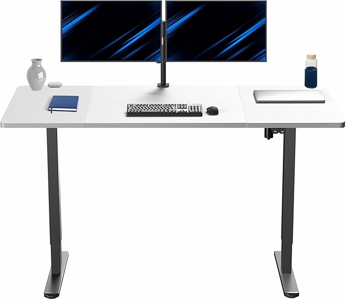 VIVO Electric 60 x 30 inch Stand Up Desk, Height Adjustable, White Top Black Frame, Home and Office Furniture Sets, DESK-KIT-0B6W
