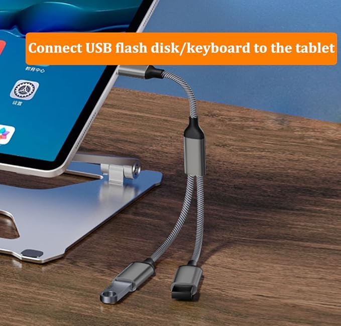 USB C Male to Dual USB Female Adapter, USB Splitter, Type C OTG Adapter, Dual Port Hub, Compatible with iPhone 15 Max, MacBook Pro, iPad Air, Surface GO, Xbox One