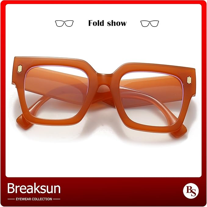 Fashion Oversized Blue Light Blocking Glasses for Women Men Trendy Big Square Frame Computer Eyeglasses