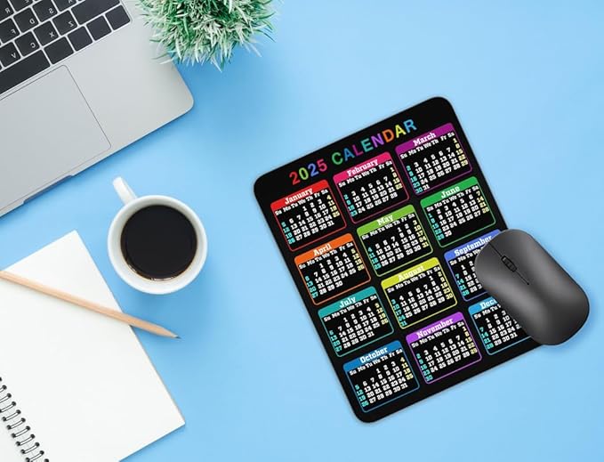 Calendar Mouse pad, 2025 Calendar Color Vertical Edition Natural Rubber Quality Creative Gaming Mouse Pad Rectangle Mouse Personalized Desk Mouse Pad 9.5 inch x 7.9 inch