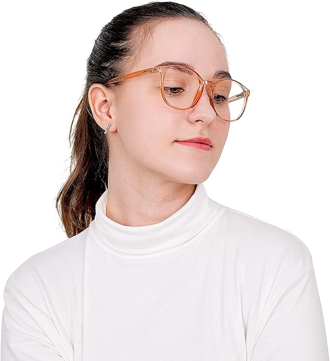 LifeArt Round Blue Light Blocking Glasses, Computer Glasses, Gaming Glasses, TV Glasses for Women Men (Champagne, 3.00 Magnification)