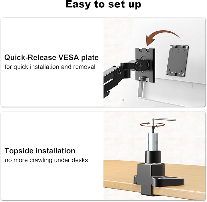 Dual Monitor-Arm Heavy-Duty for 17-49-inch Screens - Premium Vertical Stacked Dual Monitor Arm Desk Mount for Ultrawide Screens up to 44lbs, Fully Adjustability, VESA 75/100 mm, Black