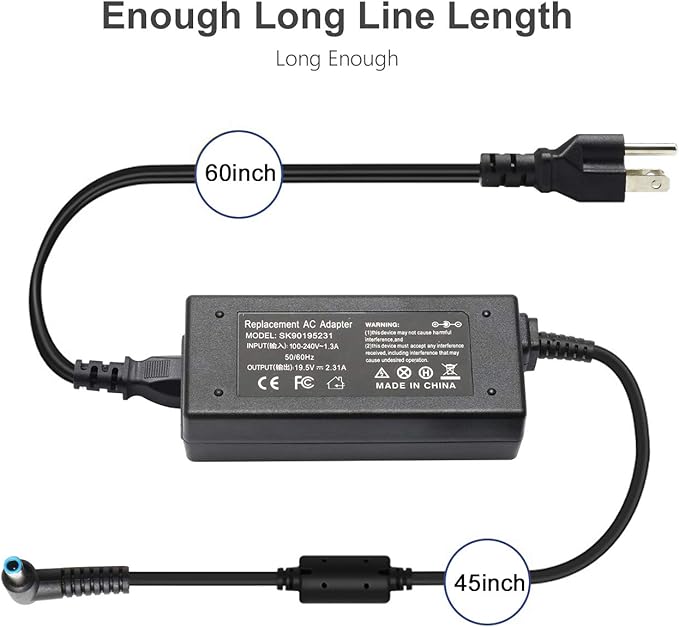 45W Charger Compatible for HP Laptop Model 14 - Compatible for HP 14 14m 14s 14-dk 14-dq 14-df 14-ds 14-dh 14-ak 14-ac 14-ba 14-fq 14-dy 14-ax 14-ck 14-bs 14-dw 14-ce 14-cf 14-an Supply Cord