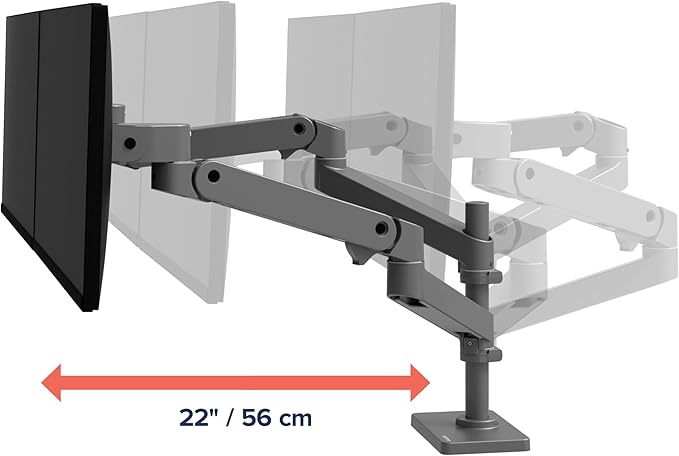 Ergotron – Upgraded LX Pro Premium Vertical Stacking Dual Monitor Arm, VESA Desk Mount – for 2 Monitors Up to 24 Inches, 4 to 22 lbs Each – Dark Grey