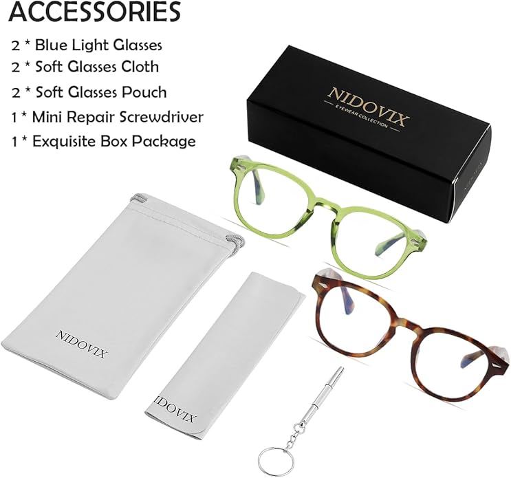NIDOVIX Retro Round Blue Light Blocking Glasses for Men Women, Vintage Frame Non-prescription Computer Reading Eyeglasses