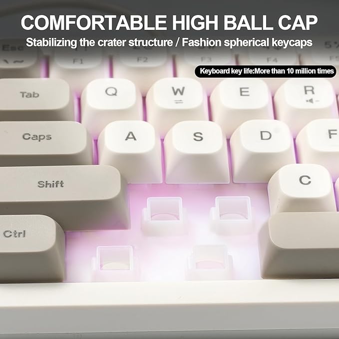 Wired RGB Gaming Membrance Keyboard. 65 Percent Mini Creamy LED Computer Keyboard .Small Ergonomic Clicky Teclado with ABS Backlit Unreplaceable Keycaps. for PC Laptop MAC Gamer. (Gray)