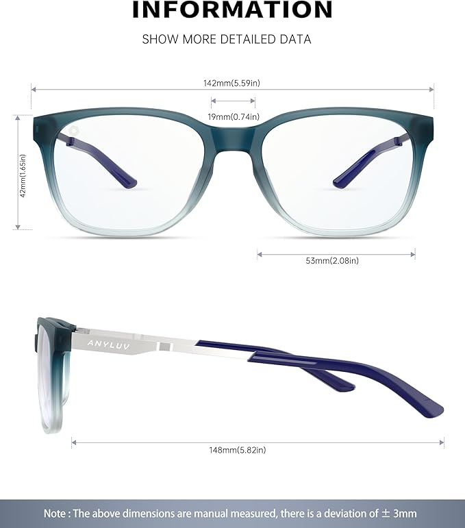ANYLUV Blue Light Glasses for Men, Lightweight Computer Gaming Glasses, Stylish Anti Eyestrain Blue Light Blocking Men