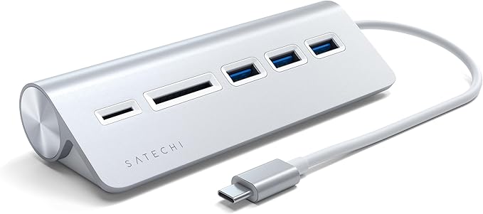 Satechi USB C Hub for Desktop, USB C Hub with 3 USB-A 3.0 Data Ports, Micro/SD Card Readers, USBC Hub for MacBook Air/Pro M5/M4, Dell, HP, Surface, Lenovo - Silver
