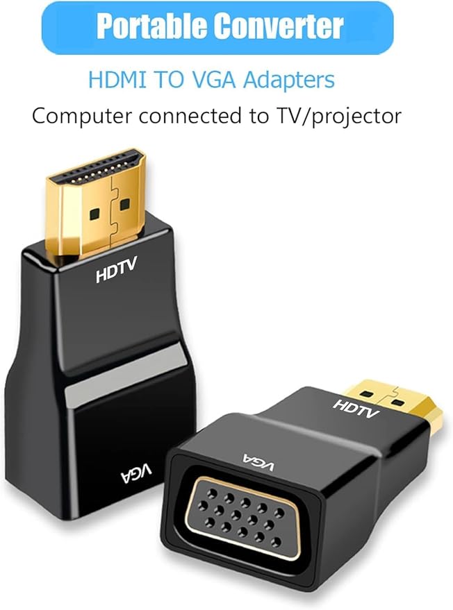 HDMI to VGA Adapter Converter, 1080P Male to Female Cord for Computer, Desktop, Laptop, PC, Monitor, Projector, HDTV, Chromebook, Raspberry Pi, Roku, Xbox and More